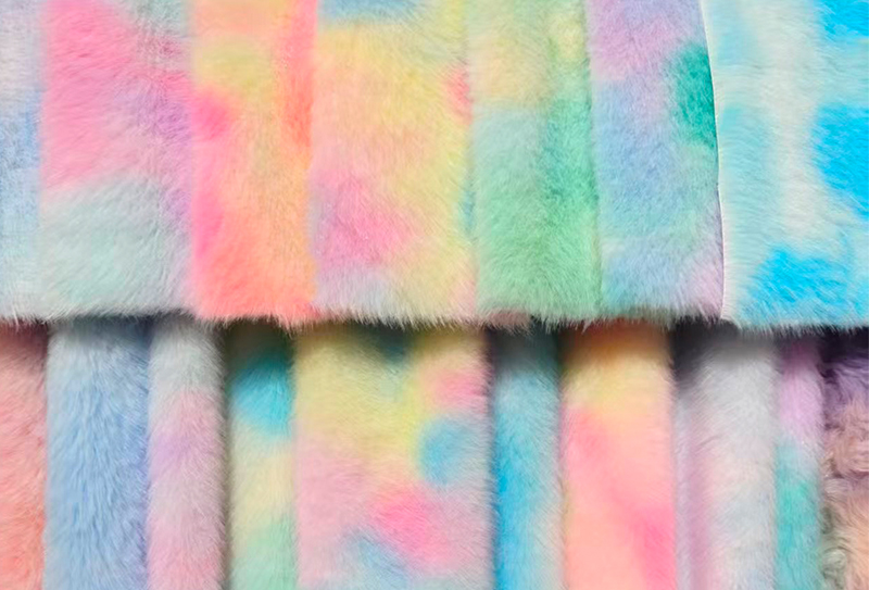 Kain bulu imitasi berwarna pelangi motif cerpelai Eropa 500GSM Kain bulu imitasi berwarna pelangi motif cerpelai Eropa 500GSM